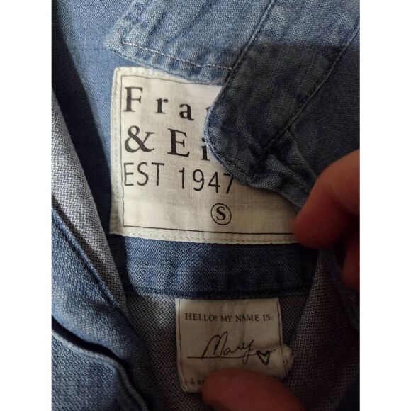 Frank & Eileen Mary Dress Performance Denim Distressed Vintage Wash Sz Small - Picture 3 of 5